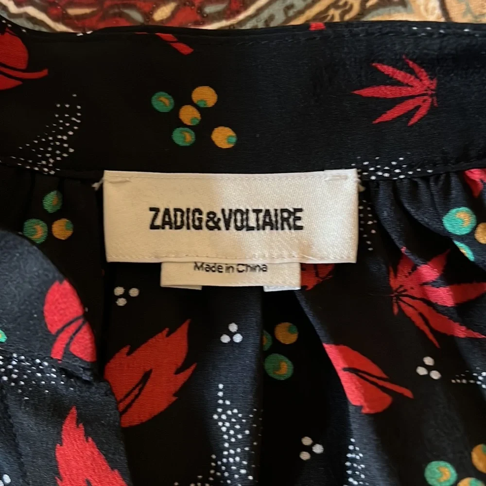 EUC Zadig & Voltaire Tender Print Long Sleeve Silk Blouse Size XS - Picture 4 of 14